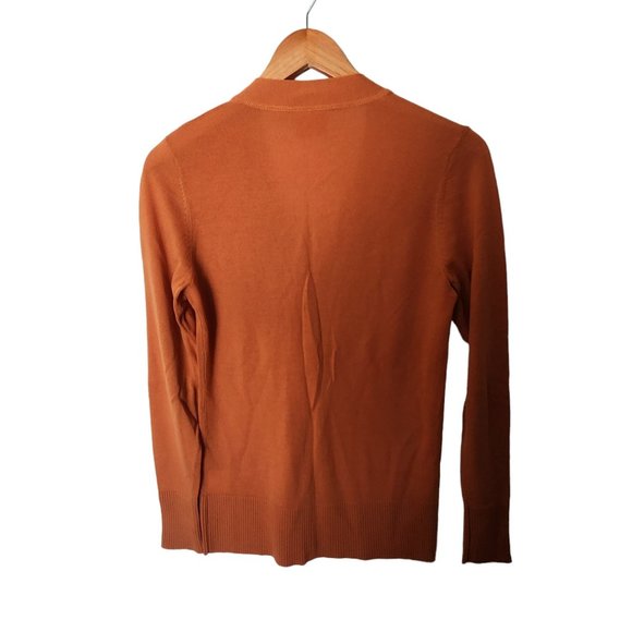 Tory Burch Boyfriend Simone Cardigan Orange 100% Wool XS Logo Buttons‎ - Picture 13 of 16